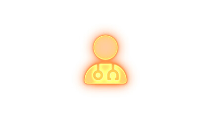 User doctor icon brown color glowing neon on transparent background