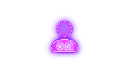 User doctor icon purple color glowing neon on transparent  background