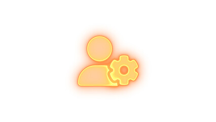 User gear icon brown color glowing neon on transparent background
