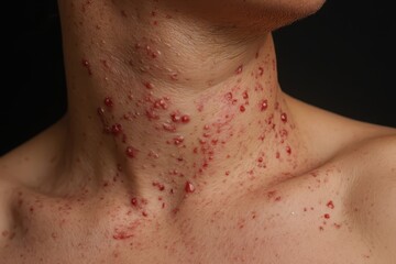 Fototapeta premium a man with a rash on his neck