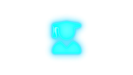 User graduate icon cyan color glowing neon on transparent background