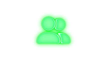 User group icon green color glowing neon on transparent  background