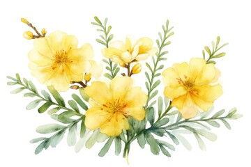 Fototapeta premium watercolor yellow flowers on a white background