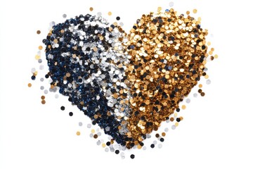 Creative heart-shaped arrangement of glitter perfect for celebration or decoration on Valentines Day
