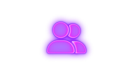 User group icon purple color glowing neon on transparent  background
