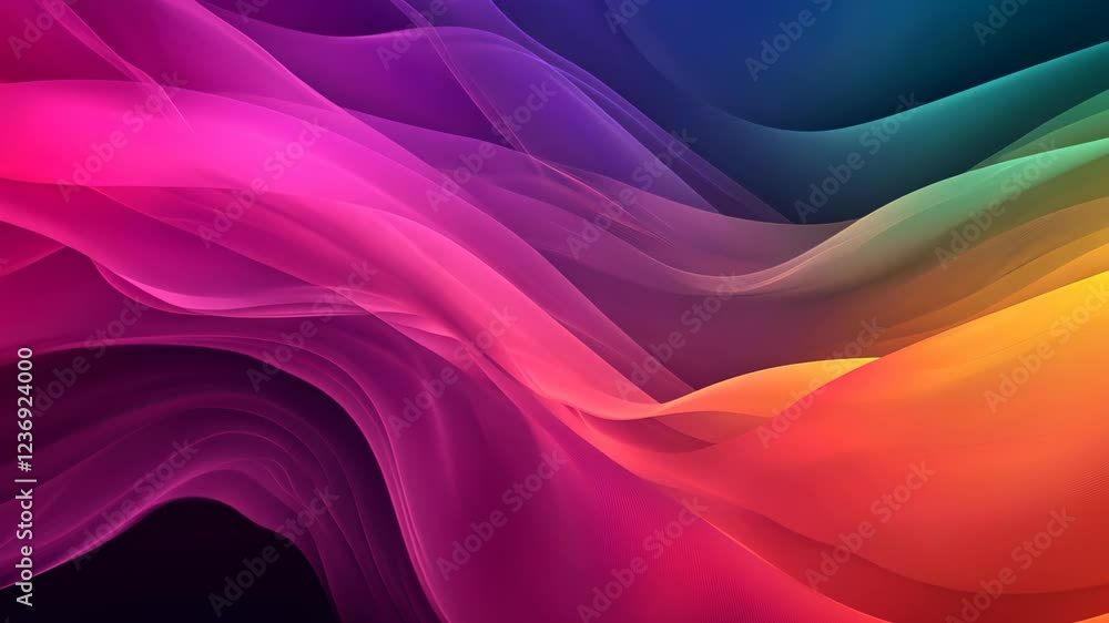 Aufkleber vibrant multicolored abstract waves forming dynamic flowing motion with gradient hues in a contempor