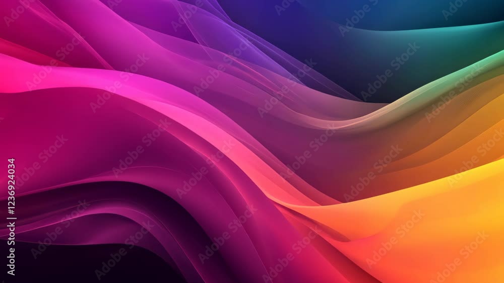 Aufkleber vibrant multicolored abstract waves forming dynamic flowing motion with gradient hues in a contempor
