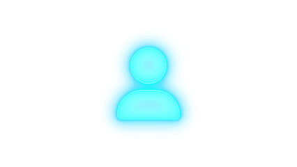User icon cyan color glowing neon on transparent background