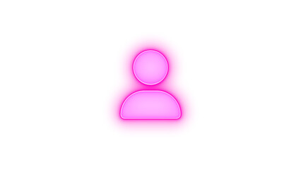 User icon pink color glowing neon on transparent background
