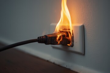 a fire burning an electrical outlet