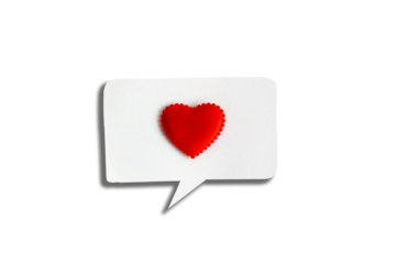 A bubble for text with a heart inside. The concept of happiness and love.
