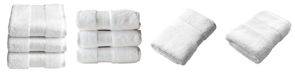 Salon towel isolated on transparent background, PNG, Set of