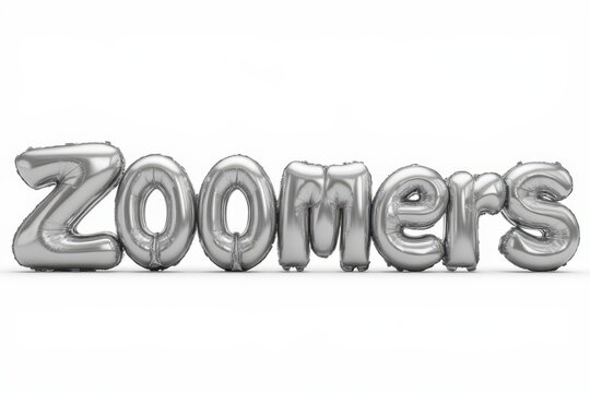 zoomers - the word is made of silver balloons