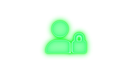 User lock icon green color glowing neon on transparent background