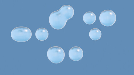 3d render, water drops simulation