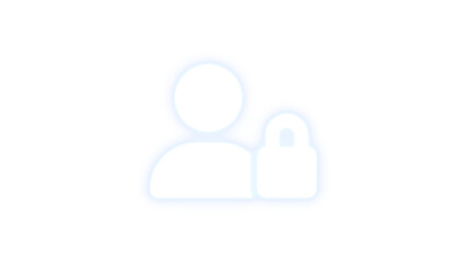 User lock icon white color glowing neon on black background