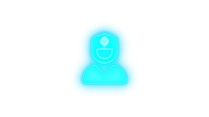 User nurse icon cyan color glowing neon on black background