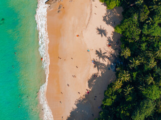 Amazing travel landscape photo of Thailand, aerial view. Tropical Nai Thon beach Phuket with...