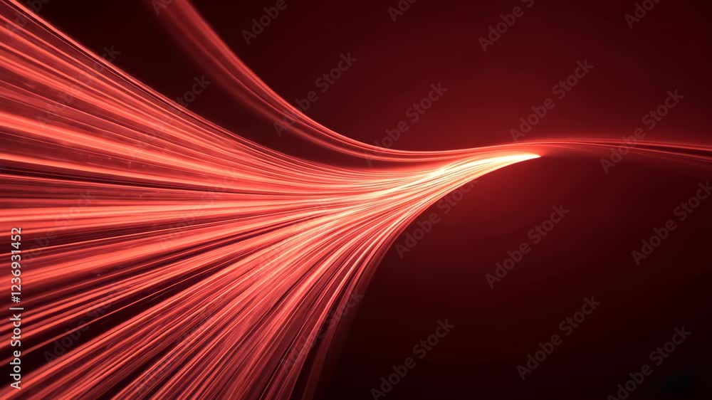 Poster abstract optical data concept with glowing lines in warm tones conveying future technology and conne