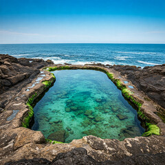 Natural swimming pool located the coastline. Concept of summer, holiday and enjoyment.