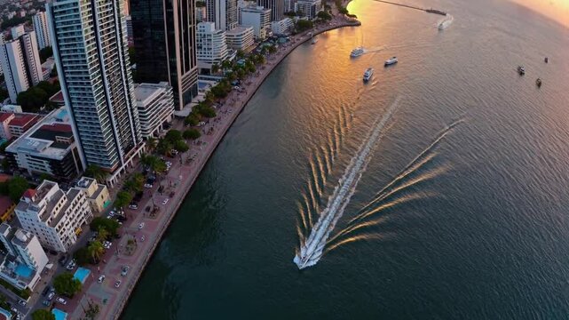 A breathtaking 4K ultra-HD aerial stock video capturing the vibrant cityscape of Luanda, the capital of Angola, where modern skyscrapers rise along the Atlantic coastline. 