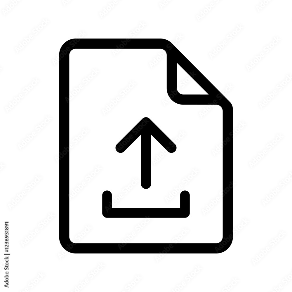 Poster File upload line icon, send document with arrow