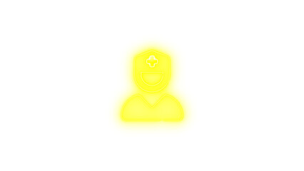 User nurse icon yellow color glowing neon on black background