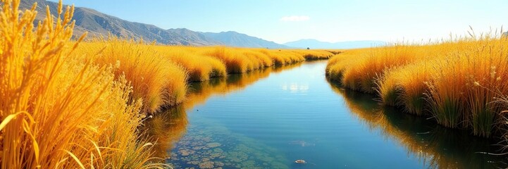 Paisajes de arrozales con un estanque de peces, , murcia