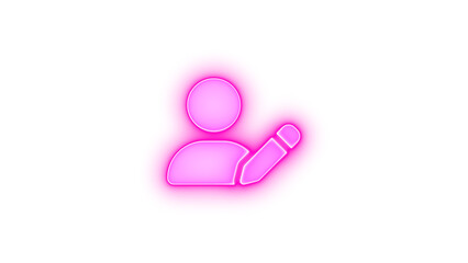 User pen icon pink color glowing neon on black background