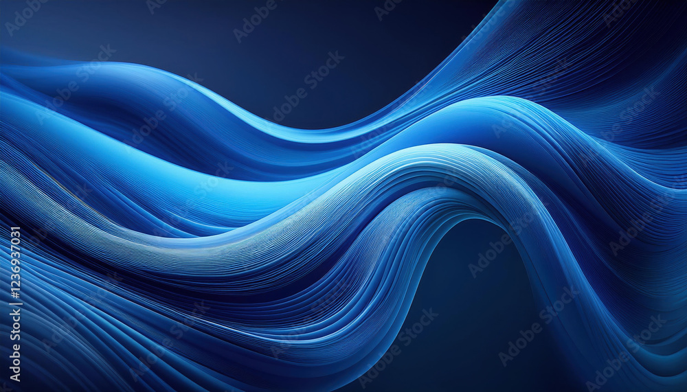 Aufkleber flowing wave streams in shades of blue create mesmerizing depth effect