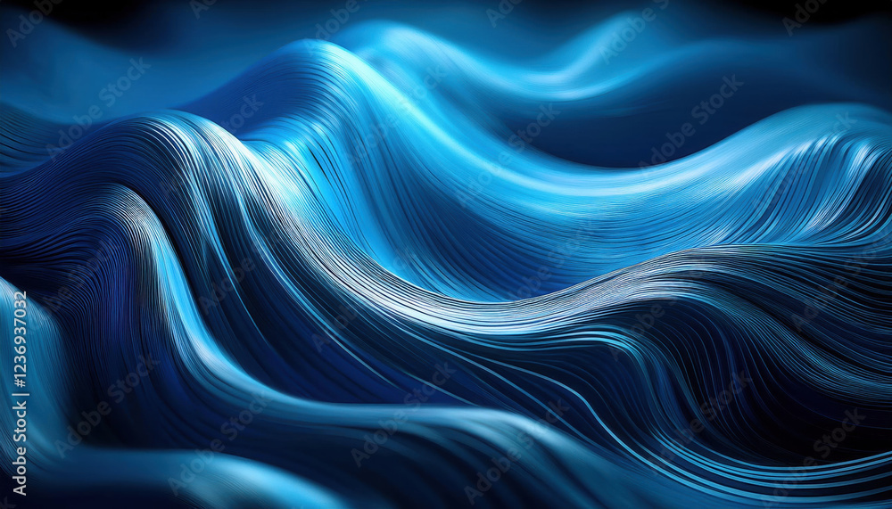 Aufkleber flowing wave streams in shades of blue create mesmerizing depth effect