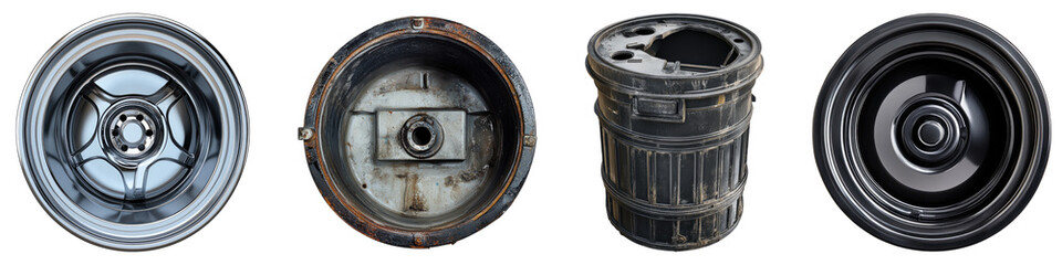 Section of garbage disposal unit isolated on transparent background, PNG, Set of