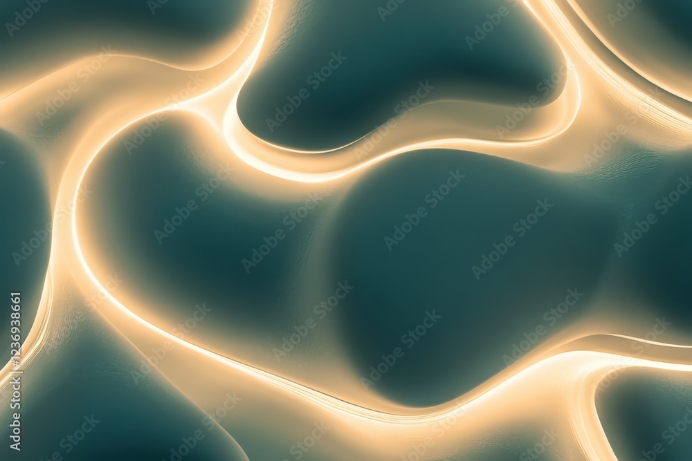 Poster abstract glowing lines creating fluid patterns in dark background composition
