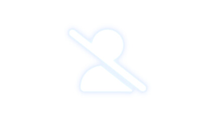 User slash icon white color glowing neon on black background