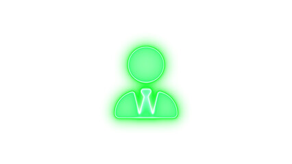 User tie icon green color glowing neon on black background