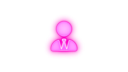 User tie icon pink color glowing neon on black background