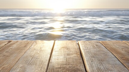 Serene Sunset Over Ocean Wave Wooden Pier