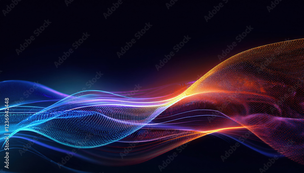 Poster futuristic abstract background featuring dynamic wave design, emphasizing connection and movement