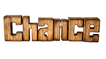 Wooden Chance Blocks Rustic Alphabet Design, Retro Decor for Craft and Inspiration, isolated on transparent background.