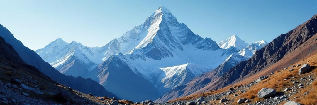 Killer mountain Nanga Parbat with rugged terrain and rocky cliffs, alps, parbat