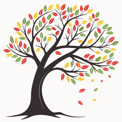 Creative tree icon Tree with Different Leaf Colors vector illustration