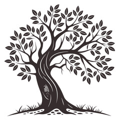 Obraz premium Creative tree icon Tree with Hollow Trunk vector illustration