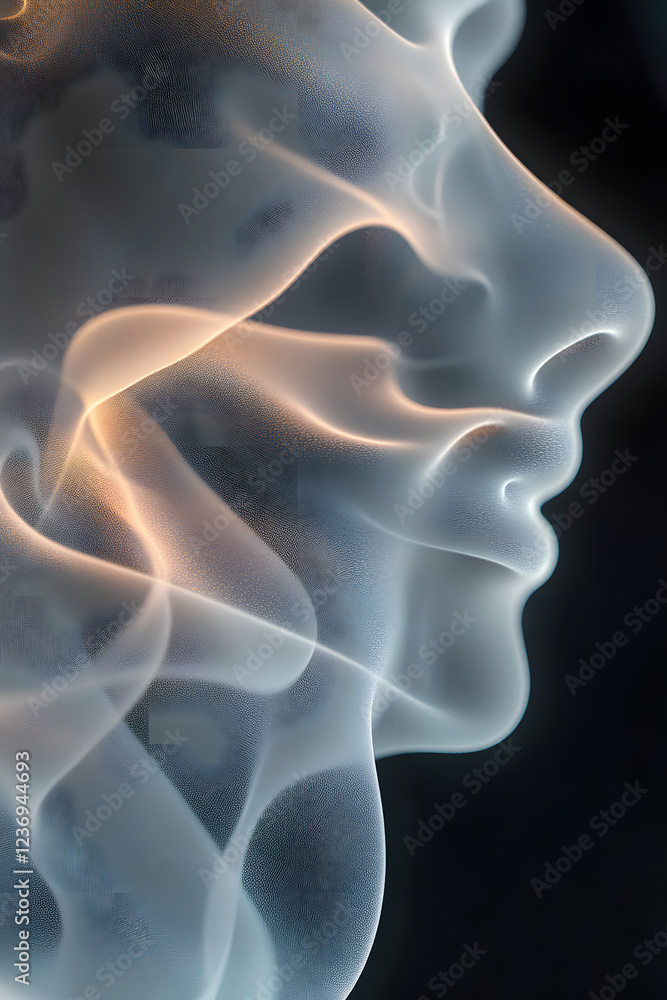 Aufkleber delicate smoke forms elegant shapes in macro photography, with the smoke curves enhanced by a pointi