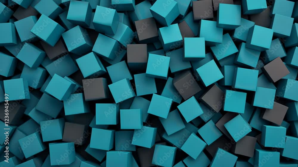 Poster perfectly aligned glossy turquoise and black blocks with intricate geometric design and modern abstr