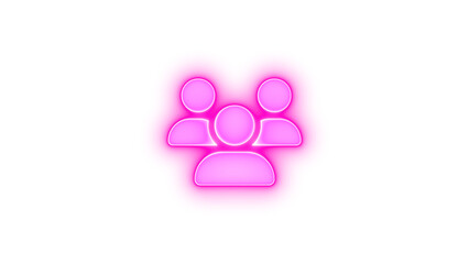 Users icon pink color glowing neon on black background