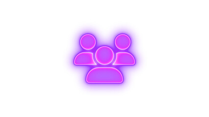 Users icon purple color glowing neon on black background