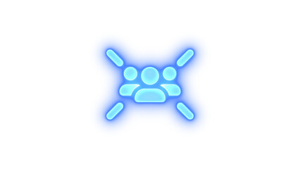 Users rays icon blue color glowing neon on black background