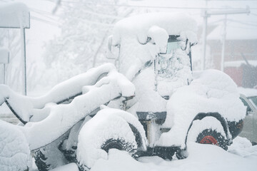 Snow blower stuck in snowdrift