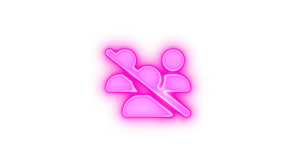 Users slash icon pink  color glowing neon on black background