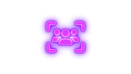 Users viewfinder icon purple  color glowing neon on black background